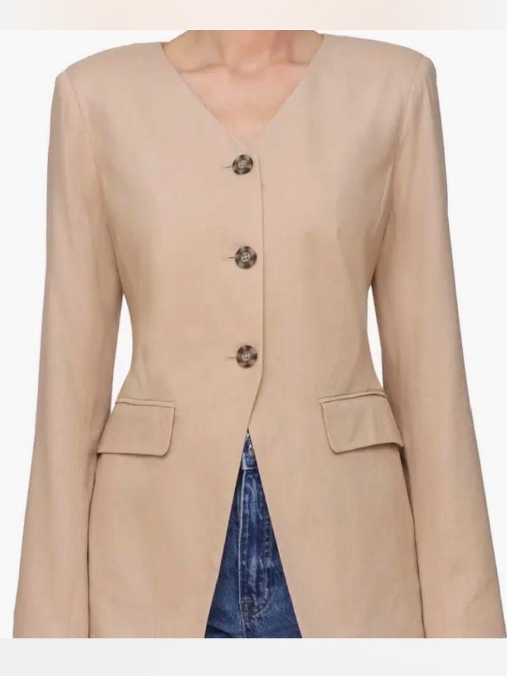 NWT Bagatelle Collection Women's Tan Button-Front Blazer Size Large Linen Style